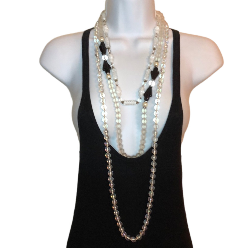 Curated bundle acrylic-lucite vintage necklaces, lot 3 layered look, statement.